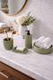 Decorative 4-Piece Striped Model Bathroom Set, Solid and Liquid Soap Dispenser, Toothbrush Holder, Towel Holder Bowl - 5