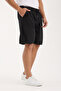 Black Men's Cotton-Linen Blend Shorts - 3