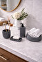 Decorative 4-Piece Striped Model Bathroom Set, Solid and Liquid Soap Dispenser, Toothbrush Holder, Towel Holder Bowl - 7