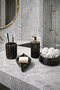 Decorative 4-Piece Striped Model Bathroom Set, Solid and Liquid Soap Dispenser, Toothbrush Holder, Towel Holder Bowl - 5