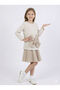 Girl's Dress with Giant Bow and Tweed Fabric Leather Skirt, Ages 6-14 4424 - 4