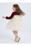 Burgundy Sleeveless Girl's Dress with Bow Detail, Floral Embroidery and Tulle, Ages 4-10, Size 4419 - 3