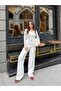 Women's Ecru Knitwear Trouser Suit |   Lace-Up, Buttoned, Stylish and Comfortable - 4