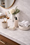 Decorative 4-Piece Striped Model Bathroom Set, Solid and Liquid Soap Dispenser, Toothbrush Holder, Towel Holder Bowl - 2