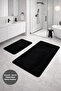 Serenza Black Large Size Bath Mat Set of 2 80X140 & 50X70 Non-Slip Base
