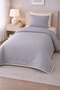 Duvet Cover Set Ranforce Single - Reversible (3-Piece) - Gray - Cream - 3