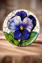 Purple Floral Patterned (6 Pieces 20 cm) Cake or Dessert Plate Modern Stylish Presentation Plate - 4