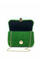 - Handmade Velvet Thread Knitted Women's Bag with Chain Strap - Green - 3