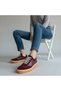 Burgundy Suede Genuine Leather Lace-Up Sports Shoes Comfort Sneaker Unisex - 2