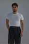 Ribbed Elastic Sleeve T-Shirt White - 3