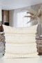 Special Design Jute Tasseled Single Linen Cream Throw Pillow Cover (45 X 45)