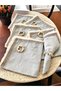 6LI Gray Linen Mini Napkin Set with Tassels [Wooden Buckle Gift] - 4