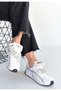 Dissa White Leather Lace-Up Parachute Detailed Sports Shoes - 3