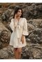 Andalusian Lace Detailed Crop Tied Bohemian Muslin Mini Dress - 2