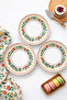Retro Olive and Floral (6 Pieces, 20 cm) Cake, Dessert or Presentation Plate - Multi-Purpose Breakfast Plate - 2