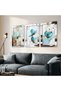 Watercolor Look Blue Flower 3 Piece Plexiglass Mirrored Painting - 3