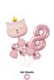 8 Year Old Retro Pink Cat Confetti Themed Balloon Set Decoration
