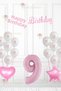 Pink Ribbon Balloon Pink Ribbon White Balloon Birthday Set with Ribbon Pink Heart Star 9 Years Old