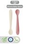 2-Piece Teether Baby Food Spoon - Silicone Food Spoon - Pink, Beige