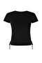 Siyah Büzgülü Bağlama Detaylı Micro Kumaş Örme Spor T-Shirt THMSS26TS00003 - 6