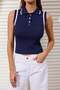 Lacivert Polo Yaka Renk Bloklu Bluz TWOSS24BZ00244 - 3