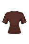 Wardrobe Essentials-Kahverengi Fitted/Vücuda Oturan Kısa Kollu Esnek Örme T-Shirt TWOSS26TS00052 - 7