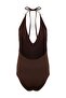 Brown Leather N V-Neck Covered Floral Appliqued Regular Swimsuit Tbess26Ma00022 - 7