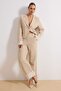 Bej Keten Görünümlü Paça Detaylı Wide Leg/Geniş Paça Pantolon TWOSS26PL00023