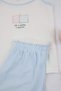 Teen Beyaz-Mavi Baskılı Çizgili Bel Detaylı Örme Pijama Takımı THMSS26PT00086 - 6