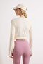 Ekru Micro Bağlamalı Kruvaze Crop Örme Spor Bluz/Bolero THMSS26BZ00002 - 4