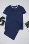 Indigo Regular Fit Yaka Ve Kol Kontrast Detaylı Pamuklu Pijama Takımı TMNSS26PT00016 - 4