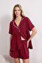 Kırmızı More Sustainable Şerit Detaylı Viskon Dokuma Pijama Takımı THMSS26PT00072 - 2