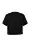 Siyah Bisiklet Yaka Çıtçıt Detaylı Örme Büyük Beden Oversize Crop Boy T-shirt TBBSS26BF00002 - 6