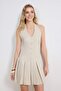 Taş Pileli Düğme Detaylı Kısa / Mini Dokuma Elbise TWOSS26EL00058 - 2