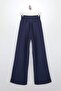 Lacivert Beli Lastikli Wide Leg/Geniş Paça Viskon Pantolon TWOSS25PL00123 - 6
