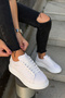 Thick-soled Orthopedic Unisex Original Sole Stitched Laced White Sneakers - 7