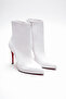 Women's Pointed Toe Thin Heeled Boots Accosie White Patent Leather