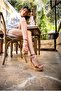 Women's Cork Wedge Heel Tan Shoes - 4