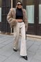 Beige Wide Leg Gabardine Trousers 0093 R4-I-K4 - 2