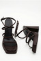 Women's Special Design Ankle Strap Platform Heeled Bitter Brown Evening Dress Shoes - 5