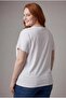 White Printed - Women's Plus Size Blouse with Shoulder Tulle Detail - 6