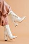 White Leather Women's Heeled Boots & Booties Cristina - 4