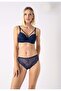 Lace Panties with Strap Support and Navy Blue Bra Set - 6