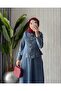 Women's Double Button Detailed Stylish Denim Skirt Suit - 5