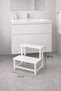 2-Step Stool with Metal Legs and Wooden Top - 2