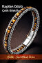 Men's Steel Bracelet with Natural Tiger's Eye Stone, Braided Chain Model, Men's Tag - 5