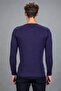 Men's Standard Fit Regular Cut Crew Neck Honeycomb Patterned Purple Knitwear Sweater - 4