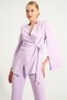 Lilac Slim Fit Sleeve Detailed Waist Tie Detailed Jacket - 2