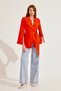 Red Slim Fit Sleeve Detailed Waist Tie Detailed Jacket - 8