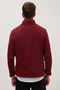 Men's Slim Fit Slim Fit Dobby Zippered Burgundy Stand Collar Sweater - 7
